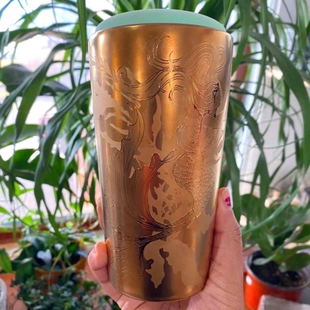 Starbucks Spring 2022 Copper Siren Ceramic 12oz Tumbler with mint green lid - Picture 1 of 3